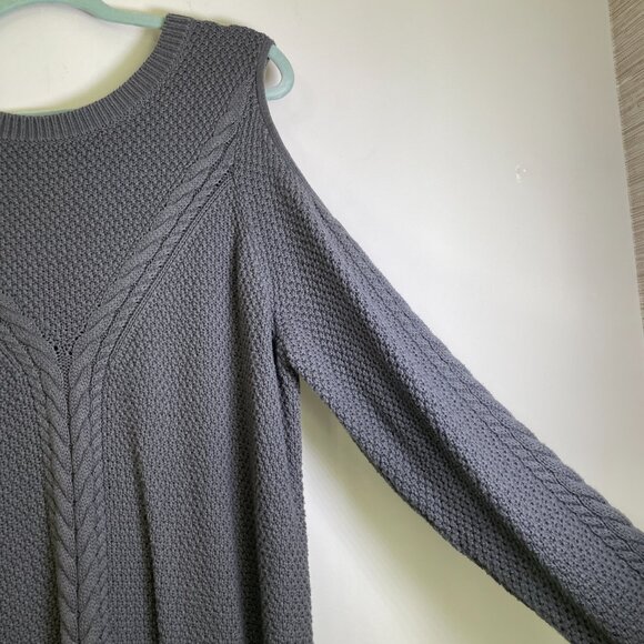 Women's XL Ana Dark Gray Cut Out Shoulder Knit Sweater - Picture 5 of 7
